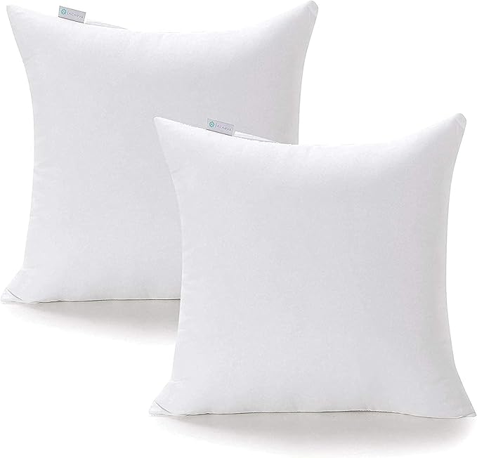 Acanva 16x16 Throw Pillow Inserts Set of 4, Premium Polyester Fiber Fill Square Sham Stuffer Cushion for Sofa, Bed, Couch and Chair, Machine Washable, 16x16 Inch(for 14x14 Cover), White 4 Count
