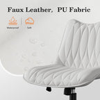 Armless Desk Chair, Armless Office Chair with Wheels, Small Desk Chair No Arms for Home Office, Swivel Vantiy Chair with Backs for Bedroom, Rolling Task Chair for Small Space, White