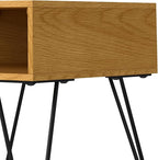 SIMPLIHOME Hunter Industrial 22 inch Wide Metal End Table in Oak Veneer for The Living Room and Bedroom