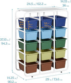 ECR4Kids 5-Tier Storage Rack with 15 Cubby Bins 5x3, Multipurpose Organization, Earthtone
