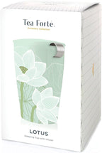 Tea Forte Double-Walled Ceramic Kati Cup, Removable Stainless Steel Infuser Basket and Lid, Steeps 12 oz Loose Leaf Tea, Dishwasher & Microwave Safe, Lotus