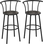 VECELO Bar Stools Set of 2, Swivel Counter Barstools with Backrest, Bar Height Chairs for Dining Room, Kitchen Island, Pub, Easy Assembly, Retro Grey