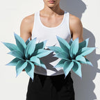 Artificial Agave Plants,Large UV Resistant Fake Agave Planters 12" for Indoor and Outdoor Decorating Tropical Plant Succulents Greenery Indoor Decor (Blue,2Pack)
