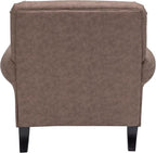 Accent Chair,22.4" Seat Depth Armchair with Roll Arms,36.6W*34.3D*34.6H Living Room Chair,Wood Legs,Set of 2,Faux Leather in Taupe
