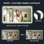 60x36 Inch LED Bathroom Mirror with Lights (Front Lit and Backlit) Black Framed Lighted Vanity Mirror for Bathroom Wall Dimmable Anti-Fog Memory Tempered Glass Horizontal/Vertical