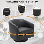 Lumibee Swivel Accent Chair, Faux Leather Swivel Barrel Chair for Living Room, Modern Comfy Upholstered Round Armchair Single Sofa Chair for Bedroom, Club-Black