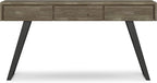 SIMPLIHOME Lowry SOLID ACACIA WOOD and Metal 60 Inch Wide Modern Industrial Console Sofa Table in Distressed Grey, For the Living Room Entryway and Bedroom