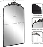 Kate and Laurel Arendahl Vintage Glam Arched Tall Panel Mirror; 24 x 42; Antique Black; Traditional Baroque Large Body Wall Mirror with Ornate Garland Inspired Crown