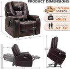 EONIX Triple Motor Lay Flat Power Lift Recliner Chair for Elderly with Adjustable Headrest, 400lbs Electirc Lift Chair for Living Room, Lumbar Pillow, Extended Footrest, Dark Brown