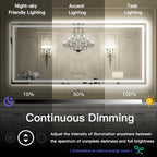 ISKM 44'' x 28'' LED Mirror for Bathroom Lighted Vanity Mirror for Wall Front Lights + Backlit LED Bathroom Mirror Anti-Fog Tempered Glass ETL Listed