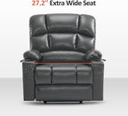 MCombo Oversized Dual Motor Power Lift Recliner Chair Sofa with Massage and Heat for Big Elderly People, Infinite Position, USB Ports, Faux Leather R7677 (Dark Grey, Medium-Oversize)