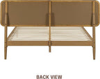 NTC Lupin Wooden Bed Frame with Headboard, Solid Oak and Rubber Wood Foundation with Silent Slats and Wood Central Supports, 1000 Lb Capacity, Queen - Teak Look