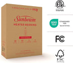 Sunbeam Electric Heated Mattress Pad Soft Cozy Fabric Fast Heating 12 Heat Settings 12-Hour Auto Shut-Off Deep Pocket Skirt Machine Washable King 80" x 76"