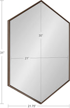 Kate and Laurel McNeer Modern Wall Mirror, 31 x 22, Bronze, Geometric Hexagon Mirror for Wall