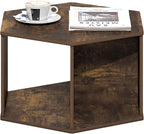 Furinno Simple Design Coffee Table, Hexagon Modern Coffee Table with Open Shelf, Vertical or Horizontal Side Table, for Living Room, Bedroom, Home Office, Amber Pine