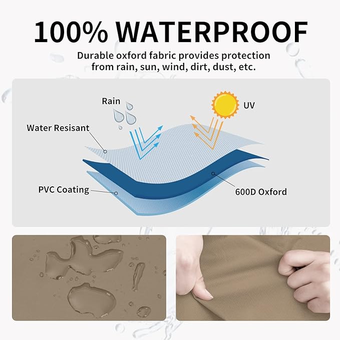 Easy-Going Waterproof & Windproof Outdoor Loveseat Couch Cover, Heavy Duty, Deep 2-Seater, Air Vent (90Wx40Dx32H inch, Camel/Dark Brown)