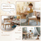 Kid Chair, Shepra Toddler Chairs Comfy Reading Chair for Kids Bedroom, Activity Table Chairs with Solid Wood Legs, Little Kids Furniture Wooden Stool for Children Playroom/Nursery/Gifts, White