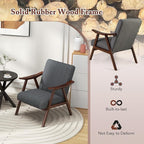 Giantex Mid-Century Modern Accent Chair, Upholstered Comfy Living Room Chair with Arms, Anti-Slip Felt Pads, Wooden Frame Soft Padded Armchair for Living Room Bedroom Office Study, Light Grey