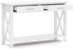 SIMPLIHOME Kitchener Console Table - 47 Inch Wide Solid Wood Sofa Table in White, Contemporary Storage Table for Entryway or Living Room with 2 Drawers, Bottom Shelf, and X-Design Side Panels