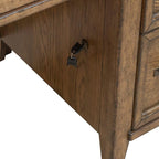 Liberty Furniture Carolina Park 5 Piece Jr Executive Set with Desk, Credenza & Hutch for Home Office- Amber Brown Oak Wood