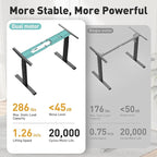 3 Stages Dual Motor Electric Standing Desk with One Piece Desktop, 48 x 24 Inch Adjustable Height Sit to Stand Up Desk for Home Office, Work & Study, Black Frame & White Desktop (2 Packages)