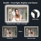 44x30 Inch LED Bathroom Mirror with Lights (Front Lit and Backlit) Black Framed Lighted Vanity Mirror for Bathroom Wall Dimmable Anti-Fog Memory Tempered Glass Horizontal/Vertical