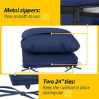 AAAAAcessories Outdoor Deep Seat Cushions, Waterproof, Fade-Resistant Patio Furniture Replacement Cushions, 24" x 24" x 5", Set of 2, Navy Blue