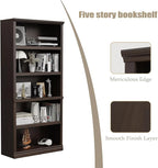 Bookshelf, Open Storage 70 Inch Tall 5 Shelf Bookcase, Floor Standing Bookshelves and Bookcases, Book case for Farmhouse Library Office Bedroom Kids, Dark Cherry - 5 Tier
