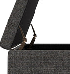 SIMPLIHOME Harrison 40 inch Wide Transitional Square Large Coffee Table Storage Ottoman in Ebony Polyester Tweed, Assembled, for The Living Room and Bedroom