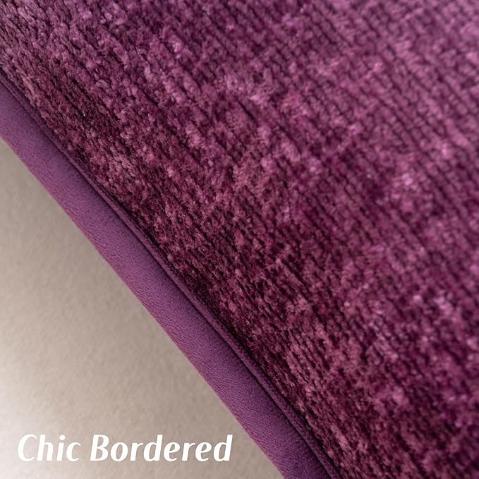 FUTEI Purple Chenille Throw Pillow Covers 26x26 Inch Set of 2,Soft Cozy Bound Edge Design Euro Pillow Sham,Home Decor for Couch Bed Living Room