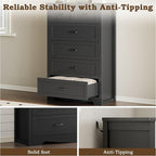 Tall 6-Drawer Dresser for Bedroom, Modern Wooden Chest of Drawers with Metal Handles, Anti-Tipping Design, Sturdy and Stable Storage Organizer for Living Room, Entryway, Home Office, Standard