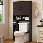 Vabches Over The Toilet Storage Cabinet, Farmhouse Storage Cabinet Over Toilet with Barn Door& Toilet Paper Holder Stand，Home Space-Saving Toilet Rack, for Bathroom, Restroom, Laundry.(Walnut)