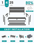 SERWALL Outdoor Loveseat, Grey Frame and Grey Cushion