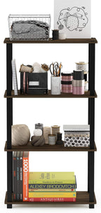 Furinno Turn-N-Tube 4-Tier Multipurpose Shelf Display Rack, Square Tube, Columbia Walnut/Black
