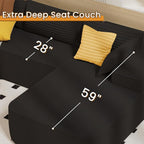 105.5" Modular Sectional Sofa L-Shape, Modular Cloud Sofa with Deep Seat for Living Room Bedroom, Upholstered Couches No Assembly Required (Black Right Facing Chaise)
