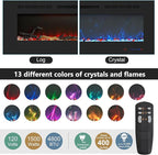 VECELO Fireplace TV Stand for Televisions up to 75" with 3D Flame/13 Colors, Modern Media Entertainment Center Console Table with LED Lights, 3 Tier Transparent Storage Shelves, for Living Room, Black