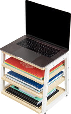 Mind Reader 4-Tier Desk Organizer, File Storage, Documents, Office, Metal, MDF, 14.5" L x 10.5" W x 12" H, White