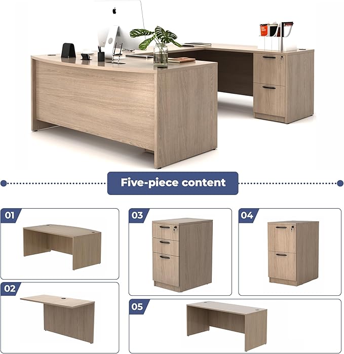 66.93'' U-Shaped Executive Office Desk with File Cabinets (Lime)