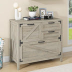 Lateral File Cabinet with 4 Drawers, Farmhouse File Cabinet for Letter/Legal/A4 Size Hanging Files, Large Wood File Storage Cabinets Printer Stand for Home Office Cabinets, Rustic Grey