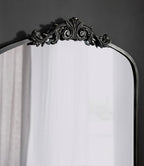 Kate and Laurel Arendahl Ornate Traditional Square Arched Mirror; 28 x 30; Antique Black; Decorative Baroque Style Arch Vintage Mirror with Wide Frame and Ornamental Crown