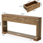 LITTLE TREE 70.8-Inch Long Console Table with 3 Drawers, Farmhouse Narrow Entryway Table for Hallway, Entry, Behind Couch, Sofa, Entrance, Living Room, Foyer with Open Shelves Rustic Brown