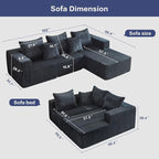 Boneless Couch for Living Room-102 Cloud Couch with Deep Seat,L-Shaped Comfy Sofa for Bedroom,Compressed Sofa in a Box,No Assembly Required(Corduroy,Grey)