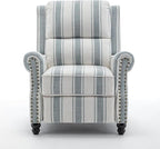 UIXE Pushback Recliner Chair Accent Chairs, Fabric Armchair Push Back Club Arm Chair for Living Room, Rivet Trim Overstuffed Home Theater Single Sofa Bedroom Reading Seat with Footrest - Stripe Blue