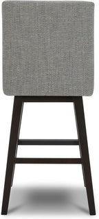 CHITA Bar Height Swivel Barstool with Back Set of 2, FSC Certified Upholstered Bar Stool, 30.7" H Seat Height, Fabric in Fog