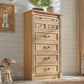 Farmhouse 7 Drawers Dresser for Bedroom, 57" Tall Large Dressers & Chests of Drawers w/Roman Column, Storage Dressers Organizer for Bedroom, Hallway, Living Room, Natrual