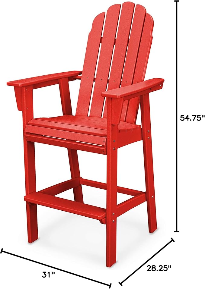 POLYWOOD® Vineyard Curveback Adirondack Bar Chair in Sunset Red