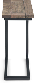 SIMPLIHOME Skyler 18-inch Wide Solid Mango/Metal Industrial C-Shaped End Table in Beach Brown/Black for Living Room, Office, or Bedroom, Assembled