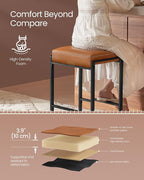 VASAGLE EKHO Collection - Bar Stool, Counter Height Bar Stool, Synthetic Leather with Stitching, Mid-Century Modern Counter Barstool, 26-Inch Tall, Kichen Home Bar Dining Room, Caramel Brown
