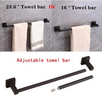 5 Pieces Black Bathroom Hardware Set,Wall Mounted 23.6 inch Towel Bar Set Matte Black,Towel Rack Set,Toilet Paper Holder,Matte Black Bathroom Accessories Set