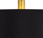 Possini Euro Design Minerva 32" Tall Modern Glam Luxe End Table Lamps Set of 2 Sculptural Gold Leaf Black Shade Living Room Bedroom Bedside Nightstand Office Home Reading Kitchen Entryway Console